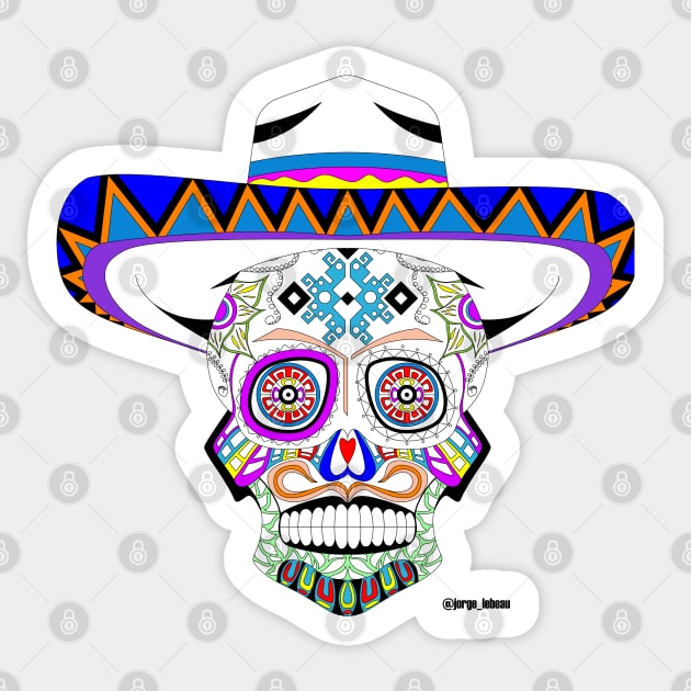 calavera cowboy, mariachi ecopop Sticker by jorge_lebeau